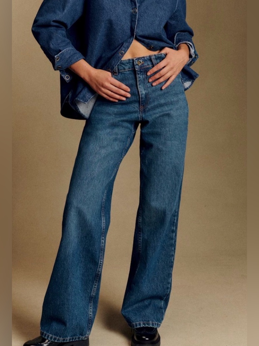 Sézane The Wide Leg Trousers, jeans, deep blue, FR 34, XS